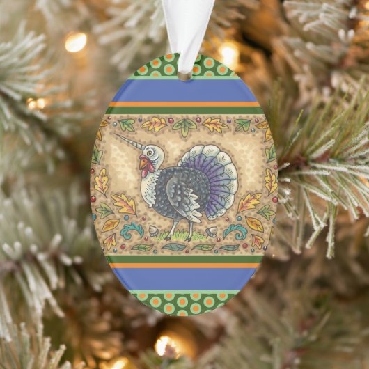 感謝の七面鳥ユニコーン，お洒落ファンタジー オーナメント (ツリー)