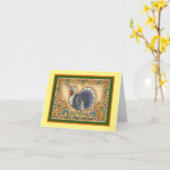 感謝の七面鳥ユニコーン,お洒落ファンタジー カード (黄色い花)