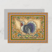 感謝の七面鳥ユニコーン，お洒落ファンタジー ポストカード (正面/裏面)