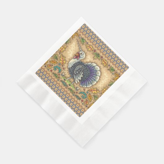 感謝の七面鳥ユニコーン,お洒落ファンタジー 縁ありランチョンナプキン (角)