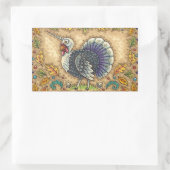 感謝の七面鳥ユニコーン，お洒落ファンタジー 長方形シール (バッグ)