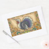 感謝の七面鳥ユニコーン，お洒落ファンタジー 長方形シール (封筒)