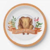 感謝の七面鳥詰まったを手に入れよう ペーパープレート (正面)