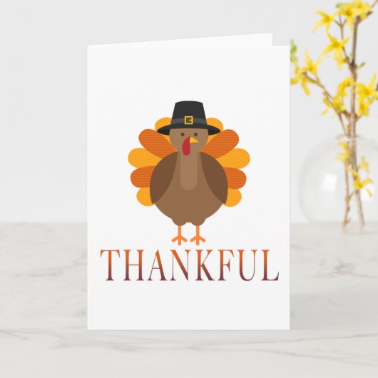 感謝の七面鳥 カード (黄色い花)