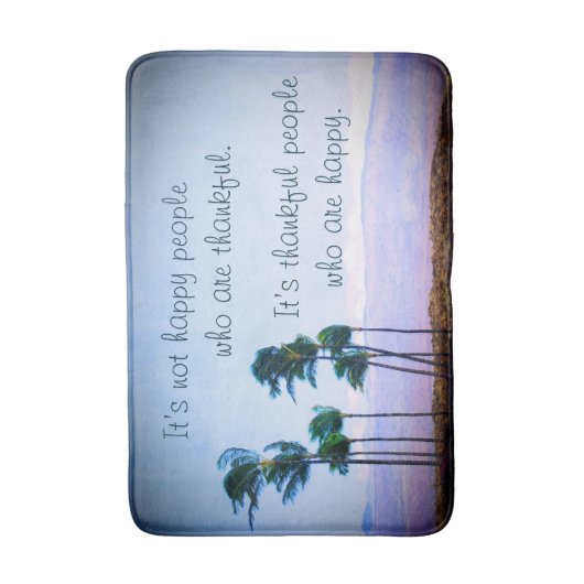 感謝の人引用文ハワイパームツリーズ写真はっきりした バスマット (正面縦)