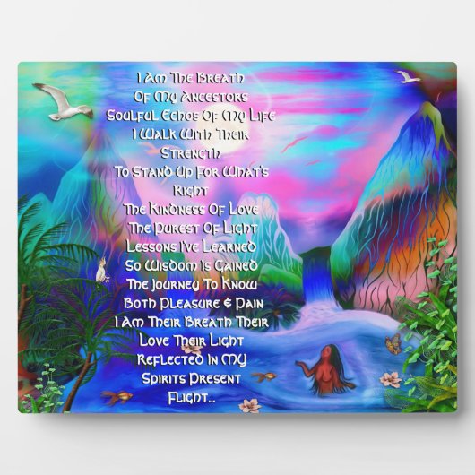 感謝の先祖詩のテーブルトッププラークとイーゼル フォトプラーク (正面)