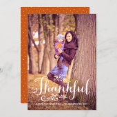 感謝の写真お洒落幸せな感謝祭 シーズンカード (正面/裏面)