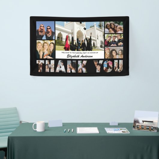 感謝の写真コラージュ 送別 引退パーティー 横断幕 (トレードショー)
