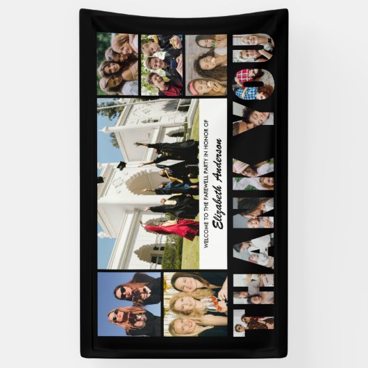感謝の写真コラージュ 送別 引退パーティー 横断幕 (縦)