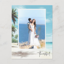 感謝の写真モダンビーチ結婚式はがき ポストカード