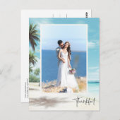 感謝の写真モダンビーチ結婚式はがき ポストカード (正面/裏面)