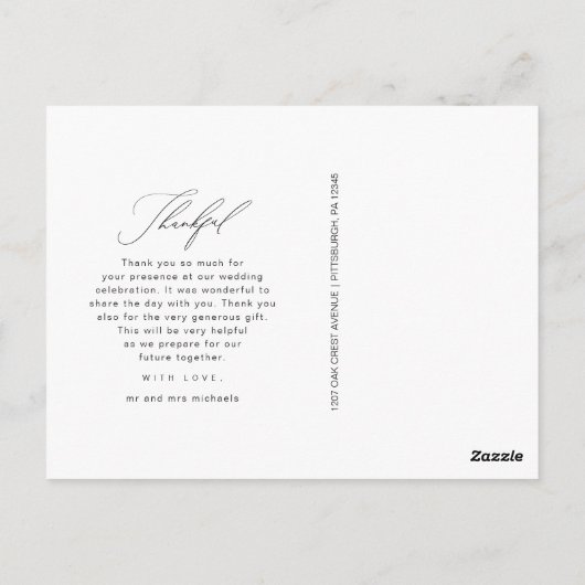 感謝の写真結婚ありがとう ポストカード (裏面)