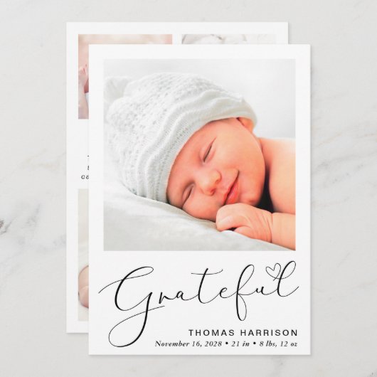 感謝の写真誕生のお知らせ 案内状 (正面/裏面)