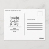 感謝の写真賛美感謝感謝祭フェイク ポストカード (裏面)