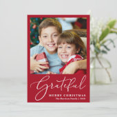 感謝の写真赤メリークリスマス シーズンカード (スタンド正面)