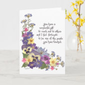 感謝の単語 カード (黄色い花)