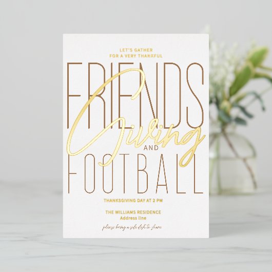 感謝の友情サッカー感謝の気持ちパーティー 箔招待状 (立ち正面)