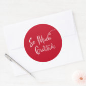 感謝の台本モダンタイポグラフィ赤 ラウンドシール (封筒)