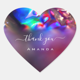 感謝の名前16thブライダルWeddingHoligraph Purple ハートシール