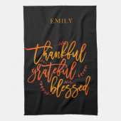 感謝の名賛美前オレンジイエローブラック キッチンタオル (縦)