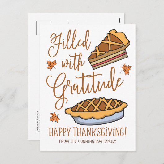 感謝の喜びに満ちた感謝祭 シーズンポストカード (正面/裏面)
