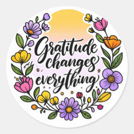 感謝の変化すべてを変更 – 感動的引用文 ラウンドシール