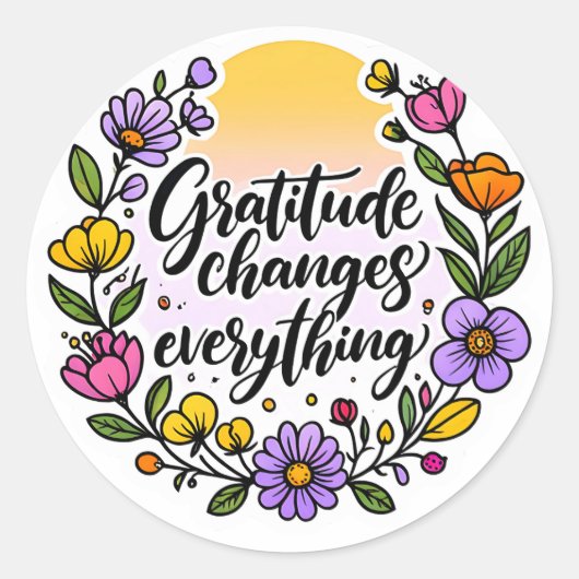 感謝の変化すべてを変更 – 感動的引用文 ラウンドシール (正面)