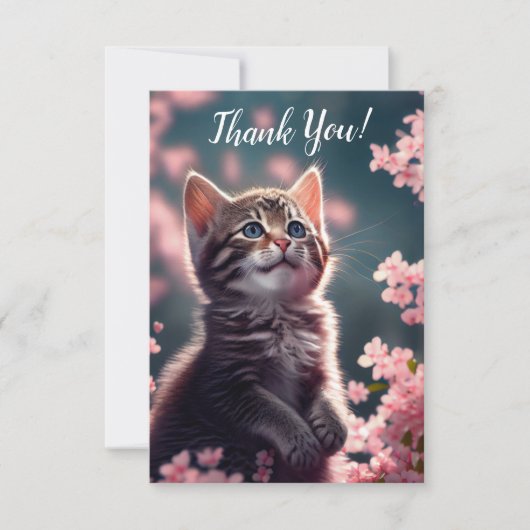 感謝の子猫をさくらんぼの花で サンキューカード (正面)