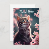感謝の子猫をさくらんぼの花で サンキューカード (正面/裏面)