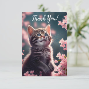 感謝の子猫をさくらんぼの花で サンキューカード