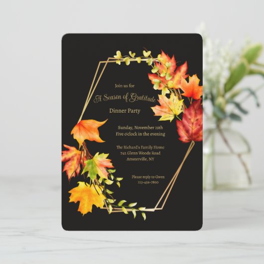 感謝の季節のディナーパーティー 招待状 (スタンド正面)