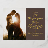 感謝の季節のフォイル写真感謝祭はがき 箔シーズンポストカード (正面)