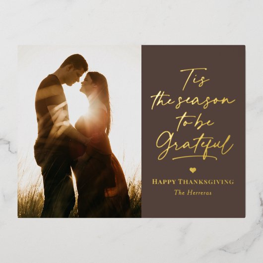 感謝の季節のフォイル写真感謝祭はがき 箔シーズンポストカード (正面)
