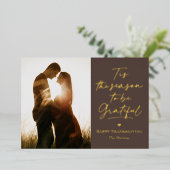 感謝の季節のホイル感謝祭フォトカード 箔シーズンカード (立ち正面)