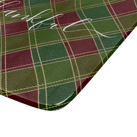 感謝の季節の感謝の赤い緑の草原 カッティングボード (角)