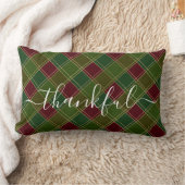 感謝の季節の感謝の赤い緑の草原 ランバークッション (ブランケット)