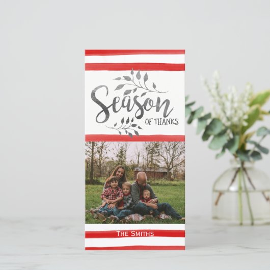 感謝の季節の感謝祭写真カード - 赤 シーズンカード (スタンド正面)