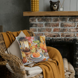 感謝の季節の暖かい感謝灯 クッション