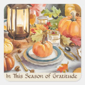 感謝の季節の暖かい感謝灯 スクエアシール (正面)