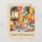 感謝の季節の暖かなお祝い 水彩ランタン ポストカード (正面/裏面)