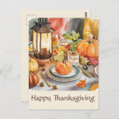 感謝の季節の暖かなお祭り 水彩ランタン ポストカード (正面/裏面)