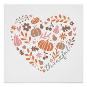 感謝の季節の秋ハートグラフィック ポスター (正面)