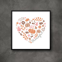 感謝の季節の秋ハートグラフィック ポスター