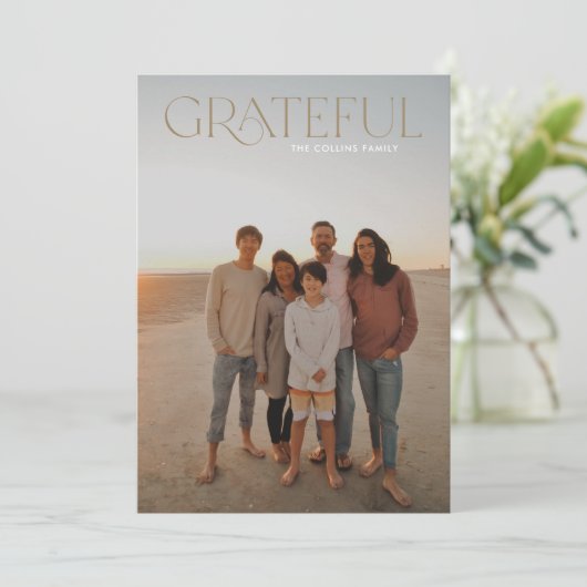 感謝の完全な写真モダン感謝提供フォトカード シーズンカード (スタンド正面)