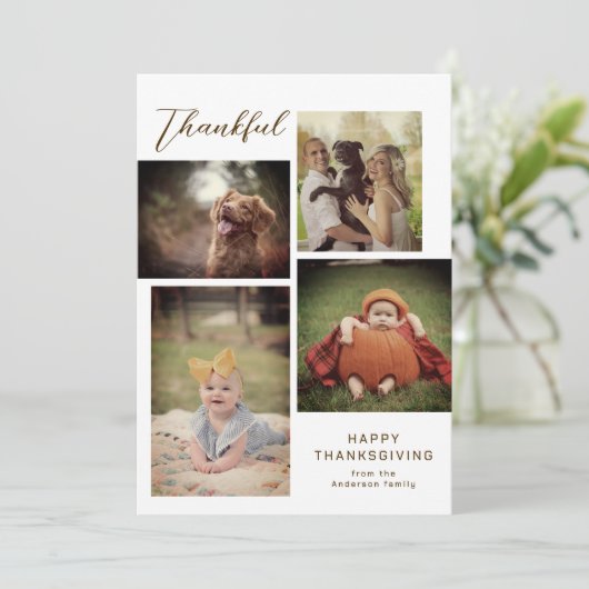 感謝の家族のコラージュ感謝モダンの写真 シーズンカード (スタンド正面)