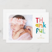 感謝の家族の写真の明モダンるいカラフル シーズンカード (正面/裏面)