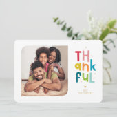 感謝の家族の写真の明モダンるいカラフル 案内状 (スタンド正面)