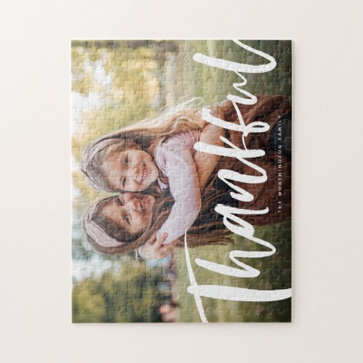 感謝の家族の写真を水平 ジグソーパズル (縦)