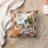 感謝の家族の写真秋のプレイド クッション (ブランケット)