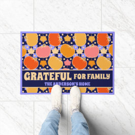 感謝の家族名前をカスタムするボホブループレイド ドアマット